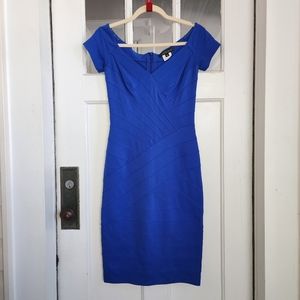 Tadashi Shoji Blue Sheath Bandage Bodycon Dress, Sz XS